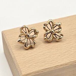 Chic Gold-Tone Floral Cut-Out Earrings